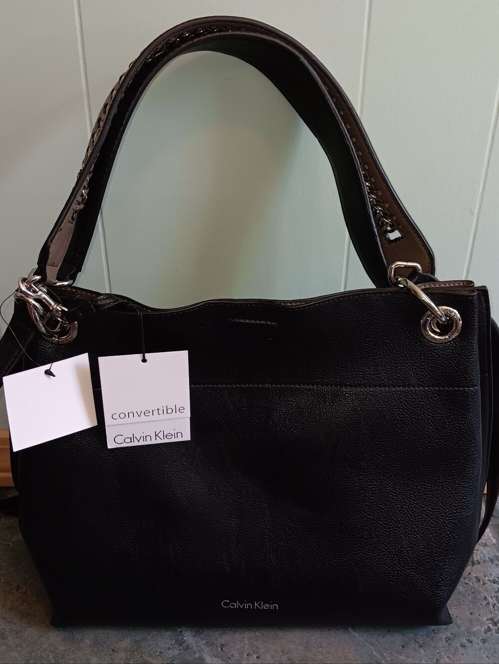 Calvin Klein Black Shoulder Tote with Double Strap Handles NWT - Picture 14 of 15